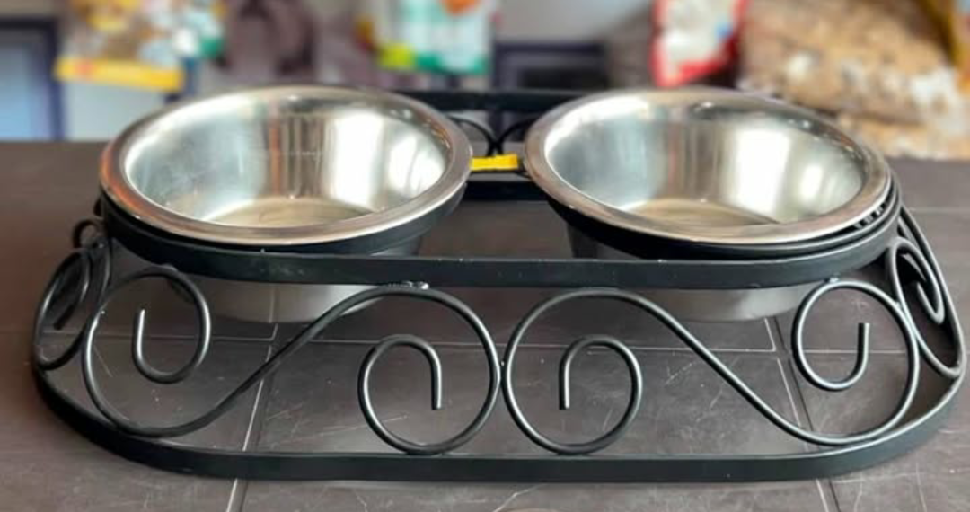Metal dinner bowl for pets